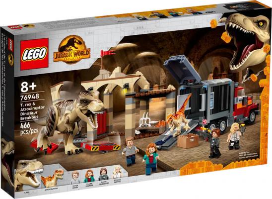 LEGO 08+ Jurassic T. rex Atrociraptor dinosaurus ontsnapping (76948) — 466 stukjes, huren vanaf €6,50/week