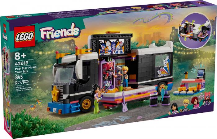 LEGO Friends Toerbus van popster - 42619-NEW (42619) — 845 stukjes, huren vanaf €5,25/week