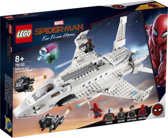 LEGO Bouwstenen 0000-1000 Spider-Man Starkstraaljager en de Droneaanval (76130) — 489 stukjes, huren vanaf €4,50/week