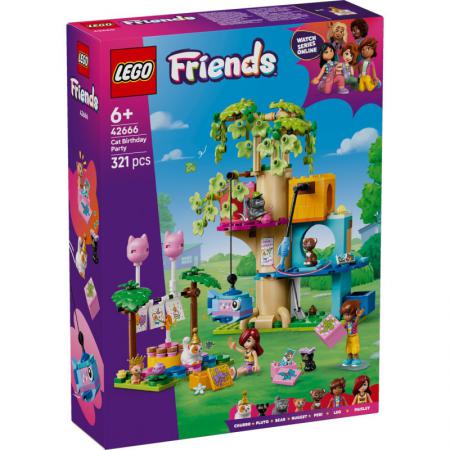 LEGO Friends Kattenverjaardagsfeestje en boomhut (42666) — 321 stukjes, huren vanaf €2,75/week