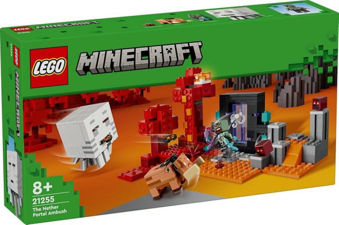 LEGO Bouwstenen 0000-1000 Minecraft Hinderlaag bij het Nether-portaal (21255) — 352 stukjes, huren vanaf €3,50/week